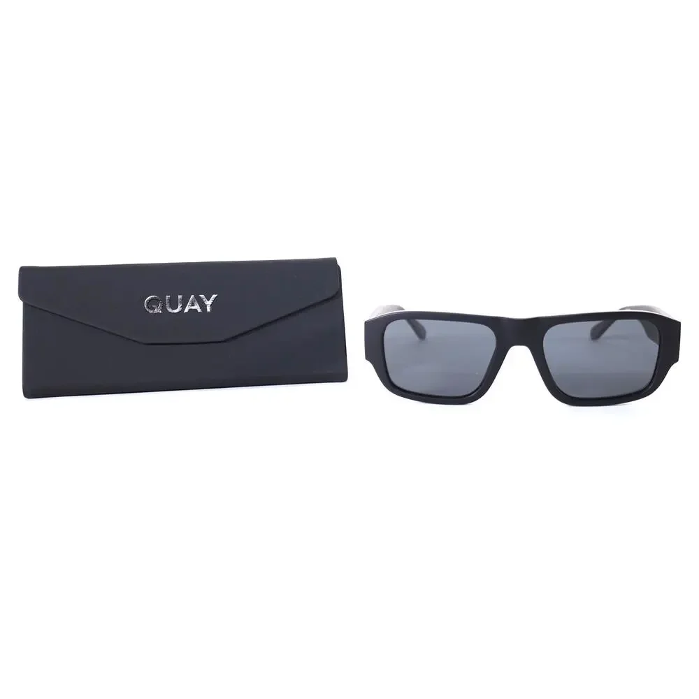 Quay Australia NIGHT CAP Rectangle Sunglasses–Matte Black/Black (Polarized)–NWT